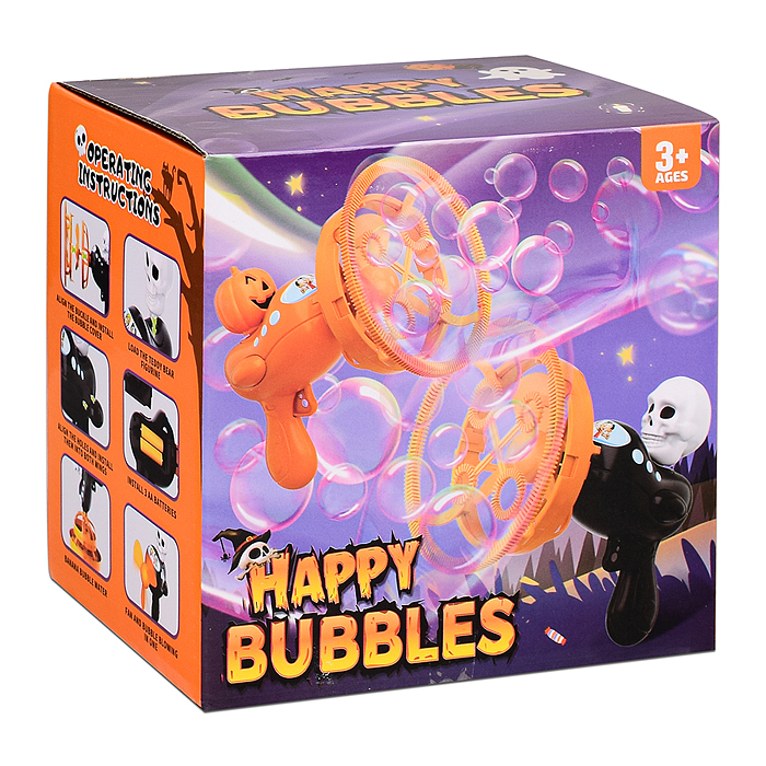 Пистолет 00-5436 "Череп" для мыльных пузырей, на листе