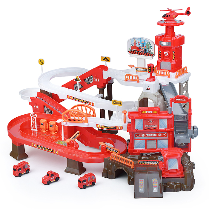 Парковка- трек ZX-004A "Пожарная часть" на батарейках, в коробке