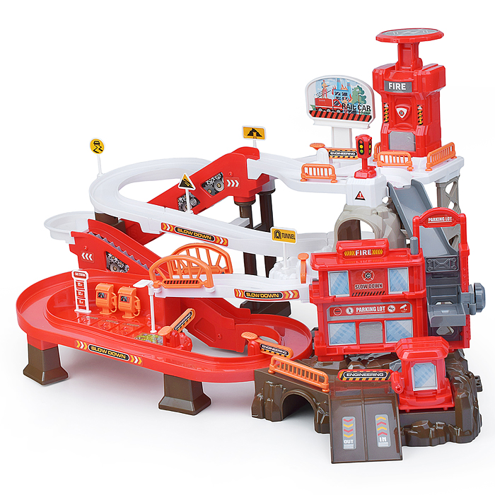 Парковка- трек ZX-004A "Пожарная часть" на батарейках, в коробке