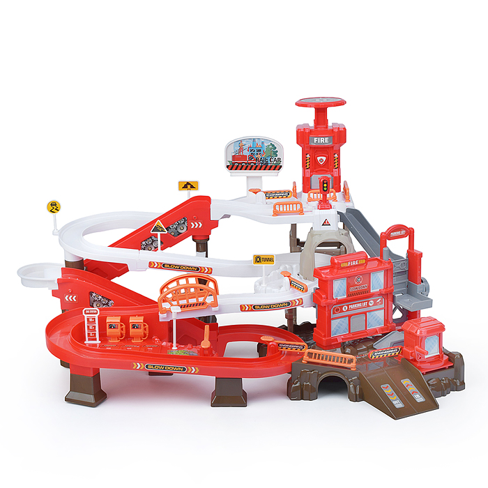 Парковка- трек ZX-004A "Пожарная часть" на батарейках, в коробке