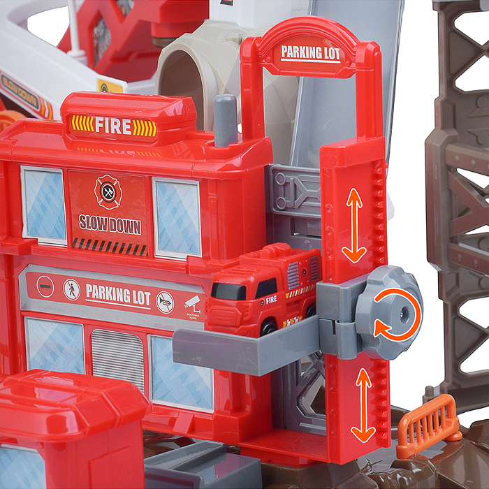 Парковка- трек ZX-004A "Пожарная часть" на батарейках, в коробке