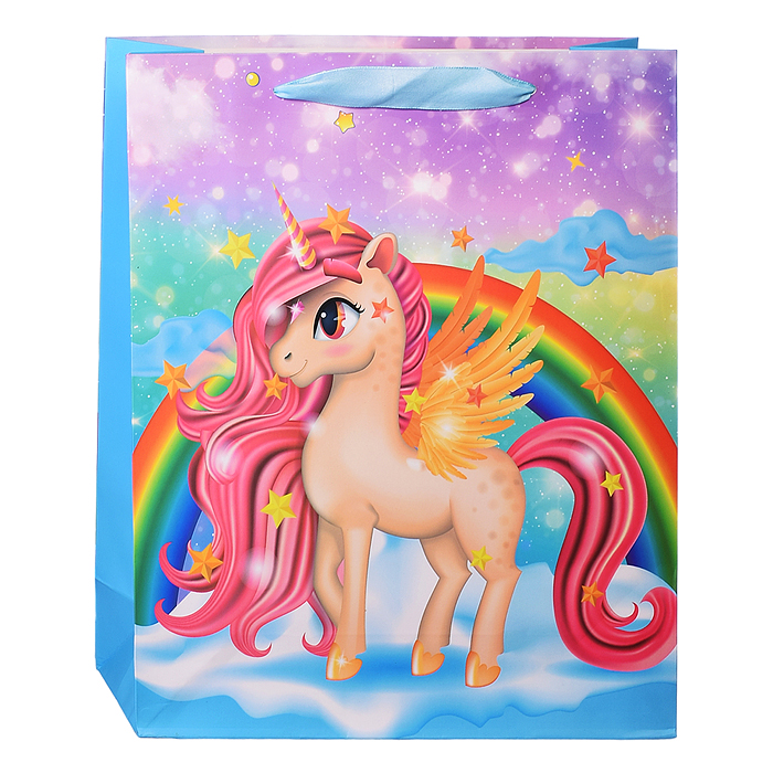 Пакет подарочный 00-4323 "Окрыленный единорог" 26х32х10 см
