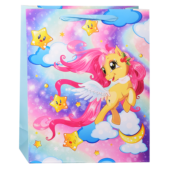 Пакет подарочный 00-4323 "Окрыленный единорог" 26х32х10 см