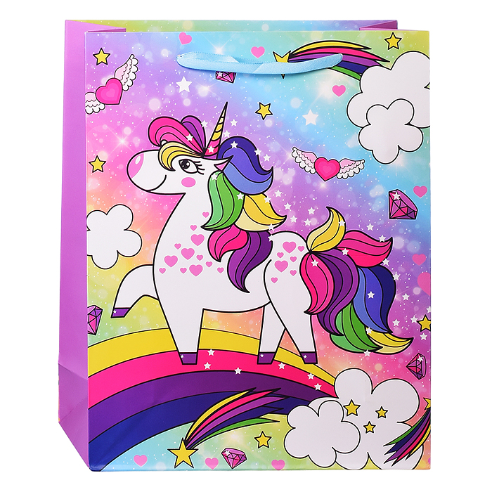 Пакет подарочный 00-4323 "Окрыленный единорог" 26х32х10 см