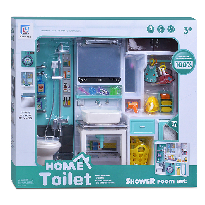 Набор мебели для кукол 818-361 "Ванная комната" на батарейках, в коробке