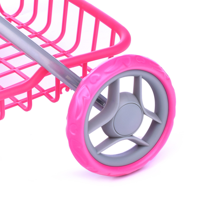 Коляска для кукол 9325, металлическая, складная, прогулочная c капюшоном, с сумкой и корзиной, цвет 