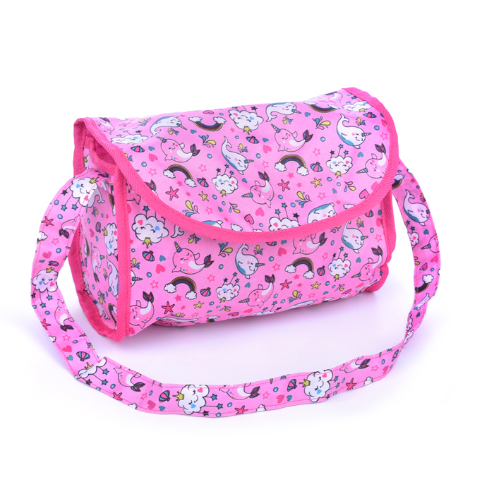 Коляска для кукол 9325, металлическая, складная, прогулочная c капюшоном, с сумкой и корзиной, цвет 