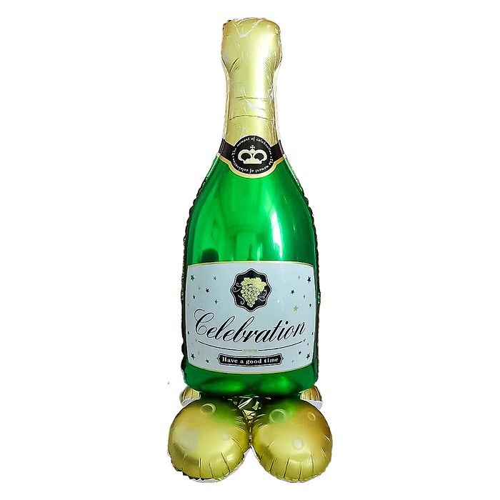 Шар 3D (51''/130 см) Фигура на подставке, Бутылка Шампанское, 1 шт. в уп.