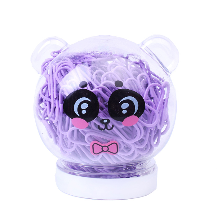 Скрепки металлические. "Cute. Panda" овальные цветные 28 мм, 200 шт в пластиковой тубе 