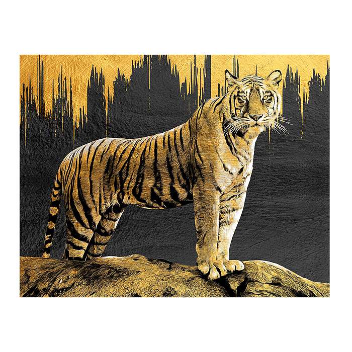 Холст с красками 30х40 по номерам "Золотой тигр" (в коробке) (30цв.) 