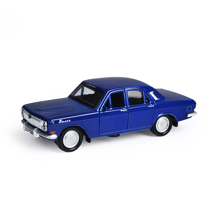 Машина металл ГАЗ-2401 Волга 12 см, (двери, темно-синий,) в коробке