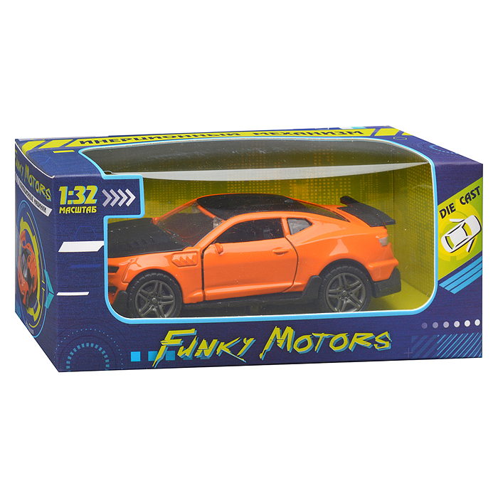 Фото к товару Чёрно-оранжевая инерционная машинка die-cast,1:32, открывающиеся двери Чёрно-оранжевая инерционная машинка die-cast,1:32, открывающиеся двери