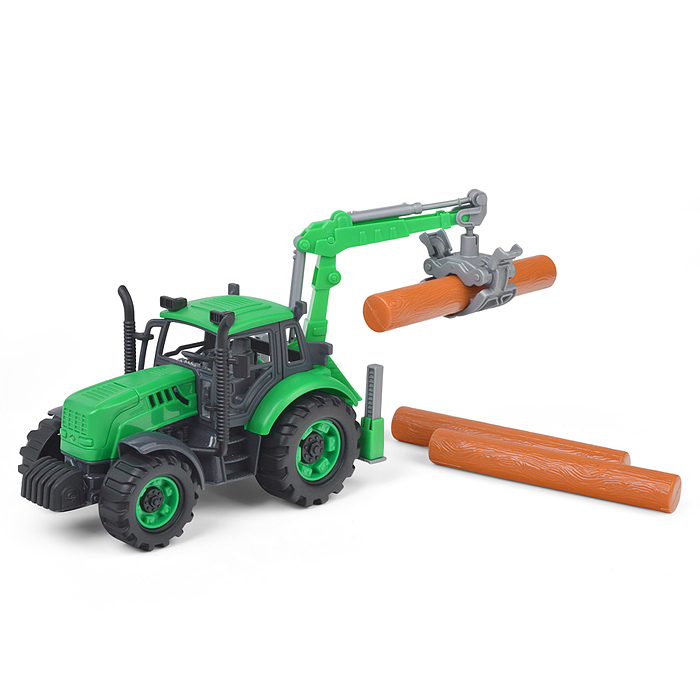 Трактор "Прогресс" лесовоз инерционный (зелёный) (в коробке)