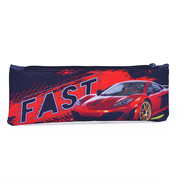Пенал-косметичка на молнии малый, печать на ткани "FAST CAR"