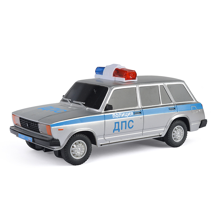 Машина р/у Lada ВАЗ-2104 ДПС 18 см, (свет, серебряный) в коробке