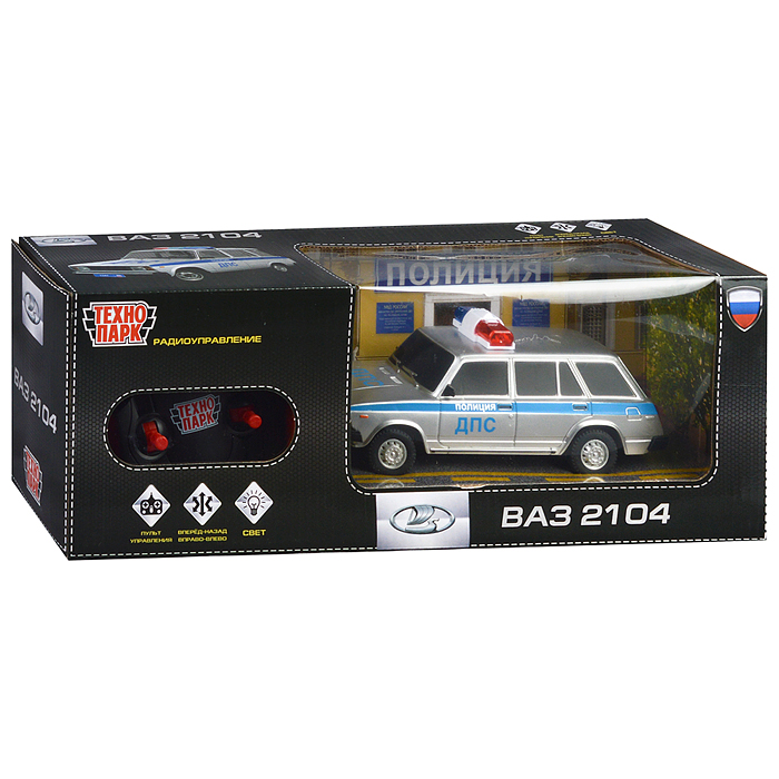 Машина р/у Lada ВАЗ-2104 ДПС 18 см, (свет, серебряный) в коробке