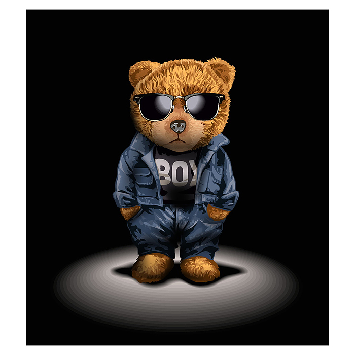 Холст с красками 40х50 см по номерам "Модный медвежонок" (24цв.) 