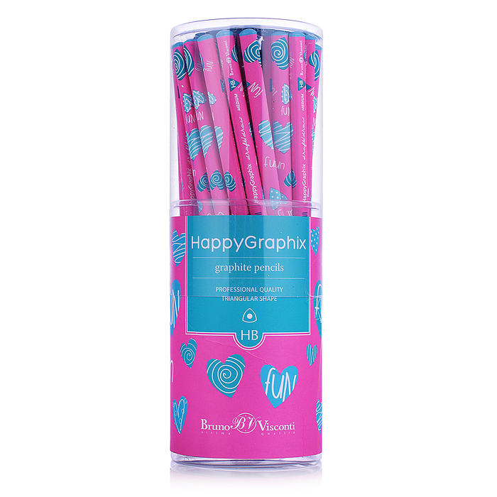 Карандаш чернографитный "HappyGraphix. Сердечки. Эмоции.Бирюза" НВ
