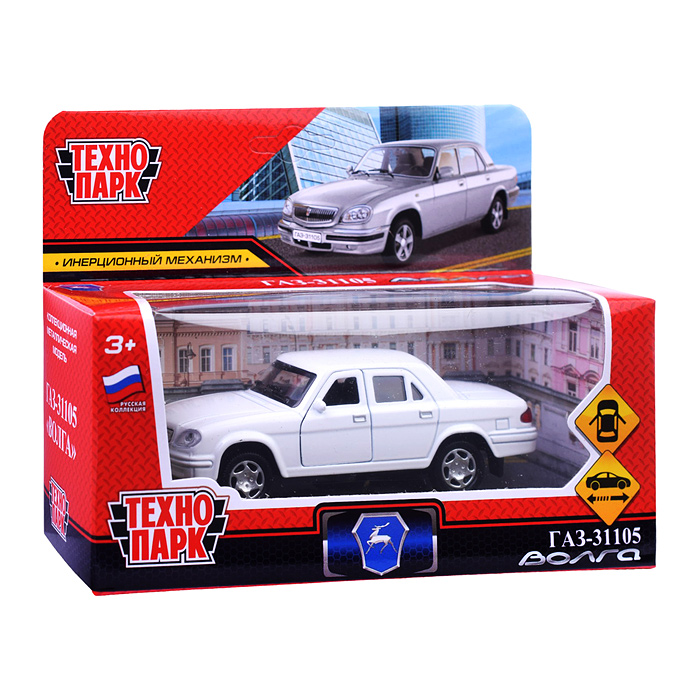 Машина металл ГАЗ -31105 «Волга» 12 см, (двери, багаж, белый) инерц, в коробке 