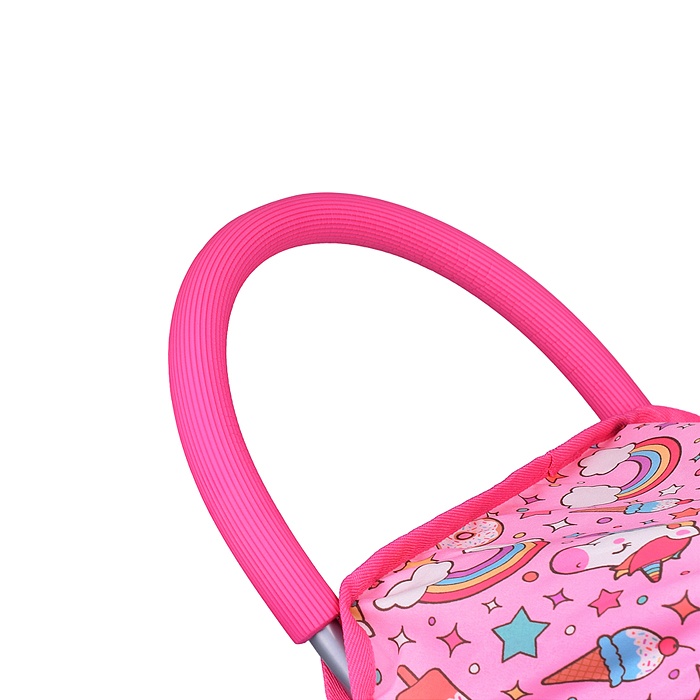 Коляска 9617 для кукол металлическая,складная,прогулочная,со столиком,с тентом,с корзиной,Единорожки