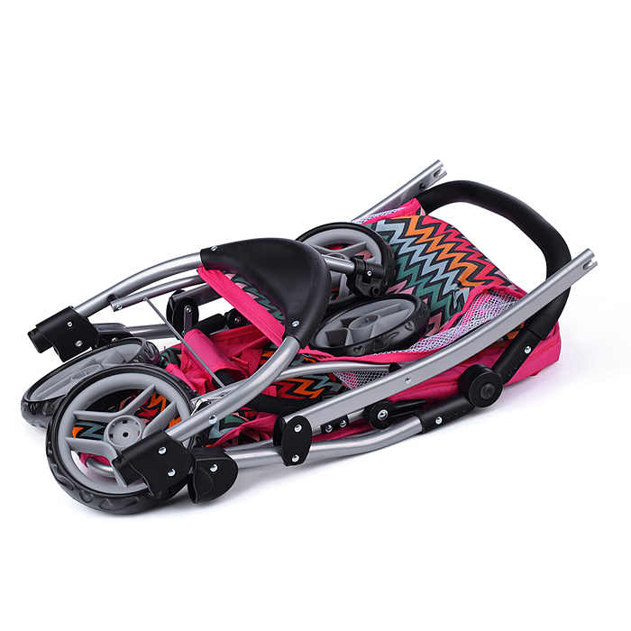 Фото к товару Коляска для кукол 9632 металлическая, прогулочная, цветные линии, зигзаг, цвет розово-голубой Коляска для кукол 9632 металлическая, прогулочная, цветные линии, зигзаг, цвет розово-голубой