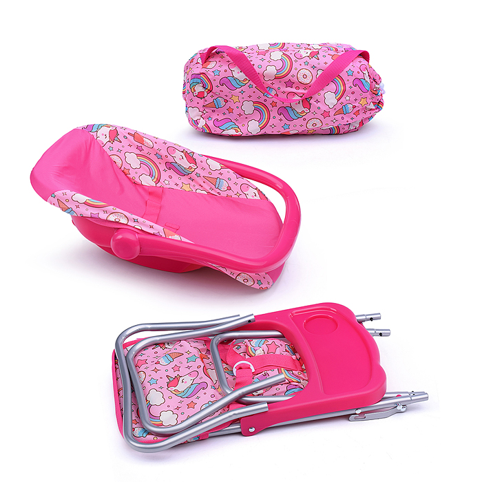 Набор аксессуаров для кукол 9007 (стульчик для кормления, манеж, переноска, сумка) единорожка