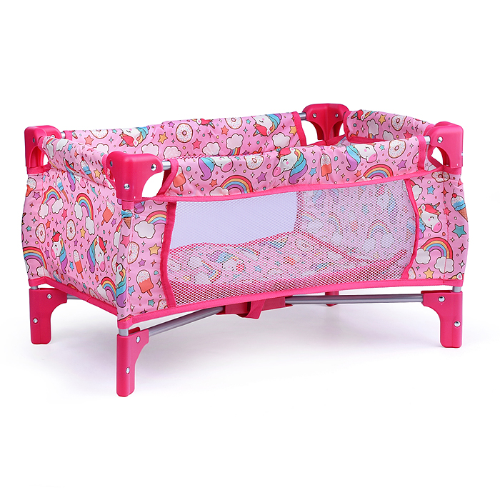 Набор аксессуаров для кукол 9007 (стульчик для кормления, манеж, переноска, сумка) единорожка