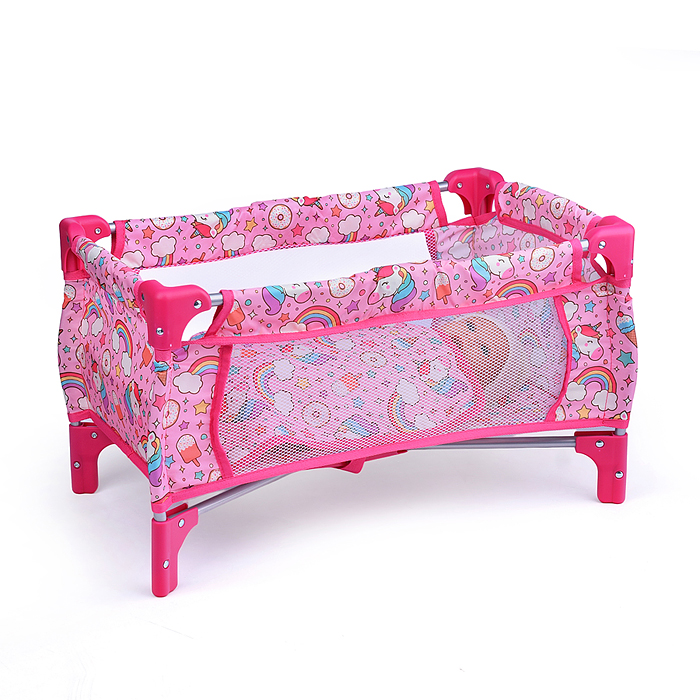 Набор аксессуаров для кукол 9007 (стульчик для кормления, манеж, переноска, сумка) единорожка