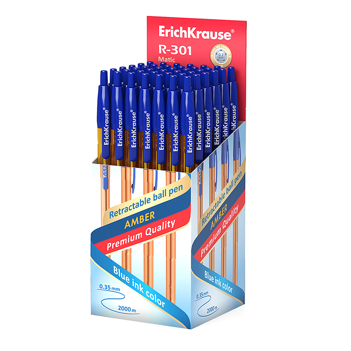 Ручка шариковая автоматическая R-301 Matic Amber 0.7 цвет чернил синий 