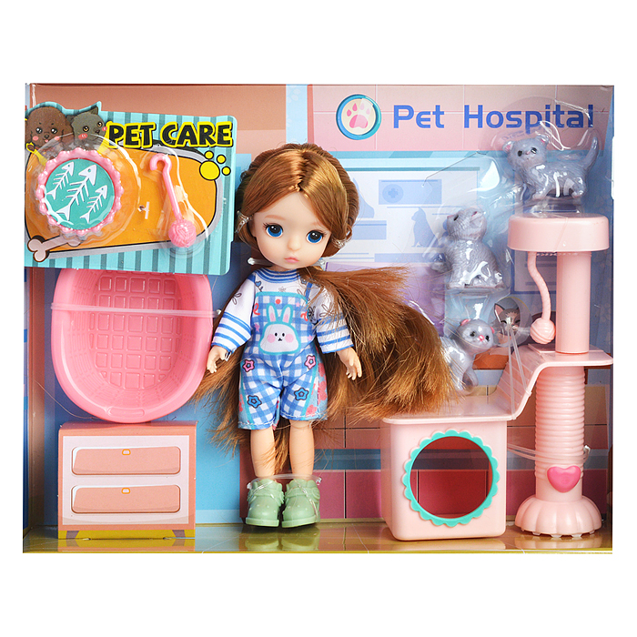 Кукла 91070-A "Синтия с питомцами" с аксессуарами, в коробке