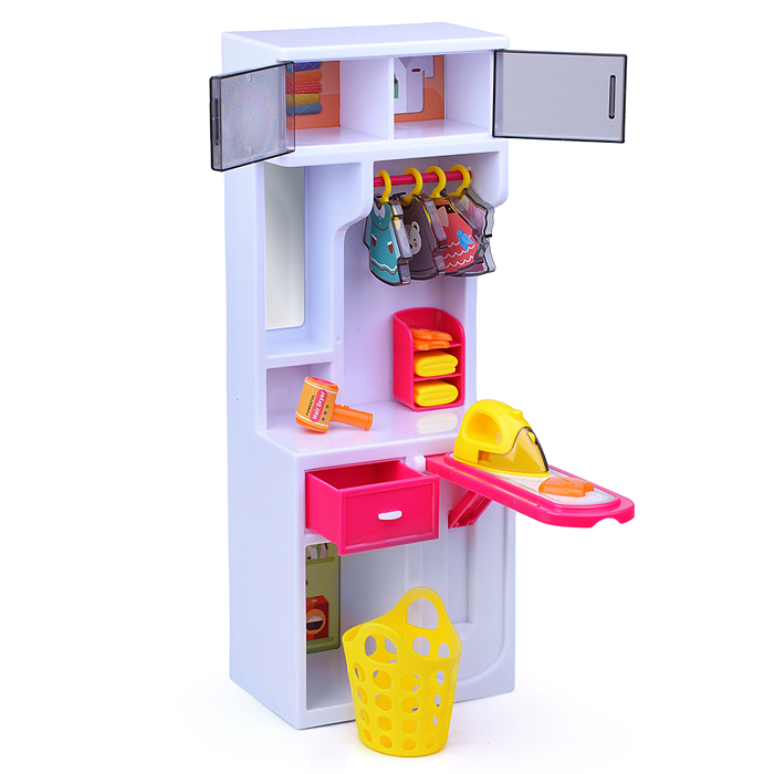 Набор мебели для кукол 818-336 "Прачечная с душевой" на батарейках, розовая, в коробке