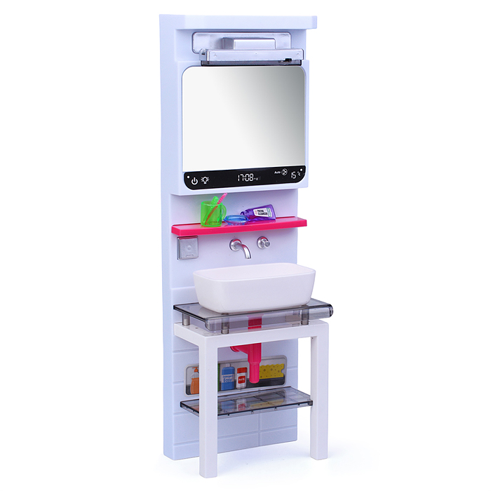 Набор мебели для кукол 818-336 "Прачечная с душевой" на батарейках, розовая, в коробке