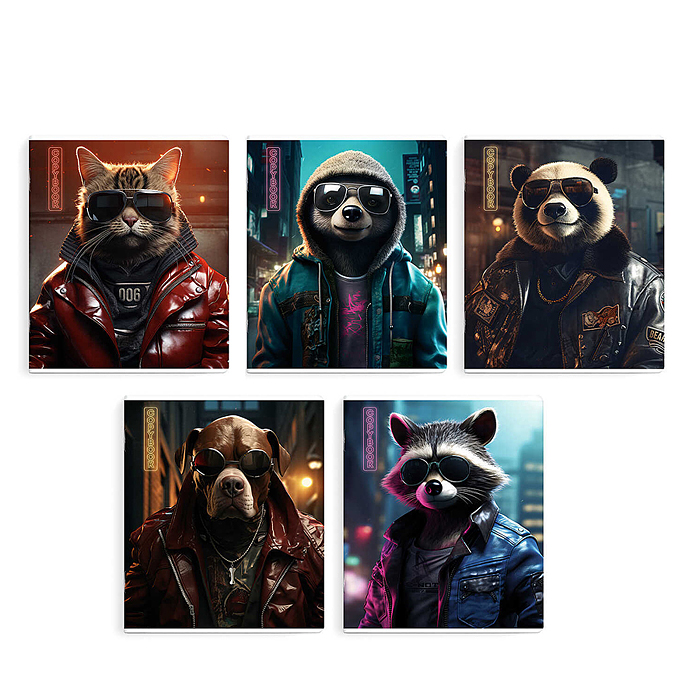 Тетрадь 48 л, клетка "Крутые звери" 