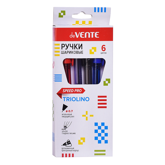 Фото к товару Набор ручек шариковых "Triolino Translucent" 6 цветов, серия Speed Pro, d=0,7 мм, ультра г Набор ручек шариковых "Triolino Translucent" 6 цветов, серия Speed Pro, d=0,7 мм, ультра г