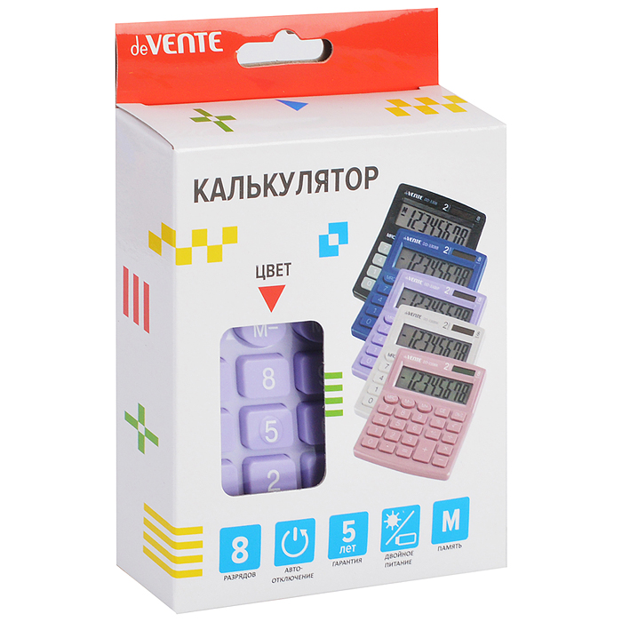 Калькулятор настольный, 105x127x21 мм, 8 разрядный
