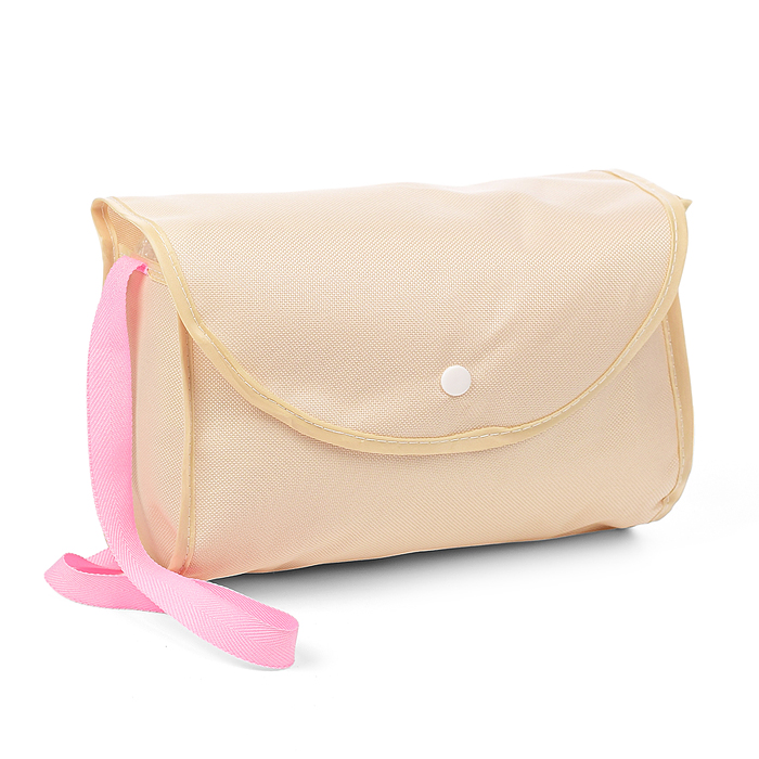 Коляска для кукол LM936B-16 металлическая, прогулочная с капюшоном и сумкой, цвет розово-бежевый