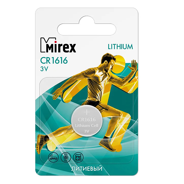 Батарея литиевая Mirex CR1616-E1 3V 1 шт. ecopack Батарея литиевая Mirex CR1616-E1 3V 1 шт. ecopack