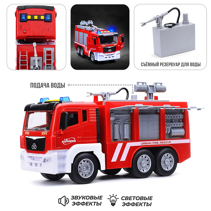 Машина WY1124A "Пожарная автоцистерна" 1:10 (свет, звук) в коробке