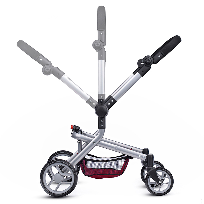 Коляска для кукол 9695A металлическая, регулируемая ручка, с корзиной, цвет розово-бородовый, в паке