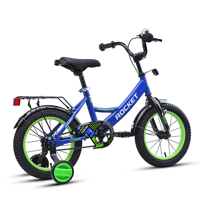 Велосипед 14" Rocket Gem, цвет синий/зеленый