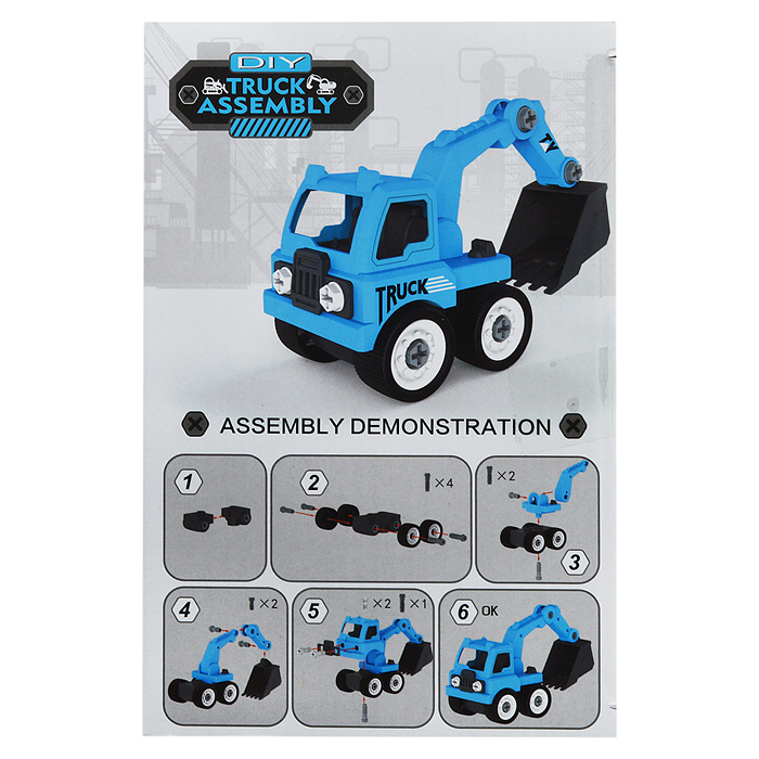 Конструктор 0591-10 "Экскаватор" с отверткой, в коробке