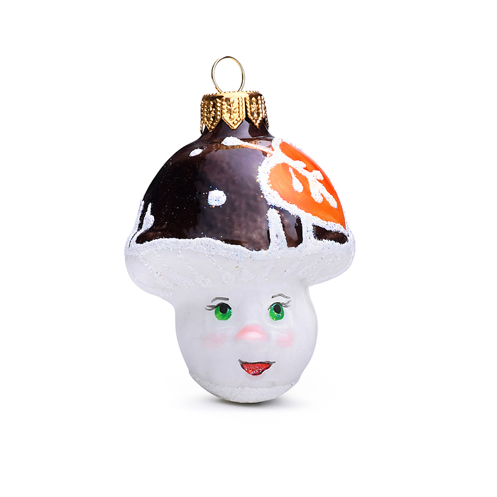 Ёлочное украшение "Белый гриб", в подарочной упаковке, h-9см