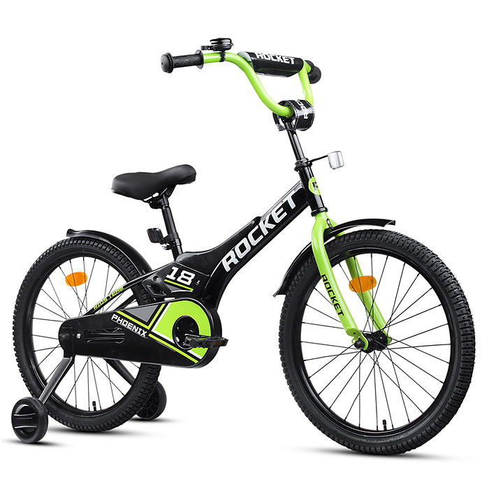 Велосипед 18" Rocket Phoenix, цвет черно/зеленый