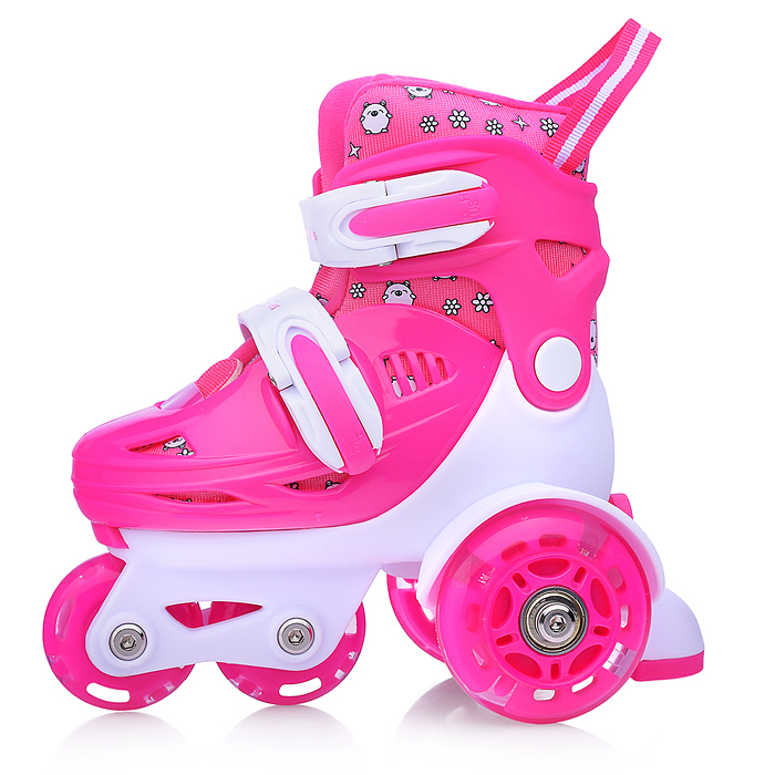 Фото к товару Ролики детские U011007Y размер S, розово-белые Ролики детские U011007Y размер S, розово-белые