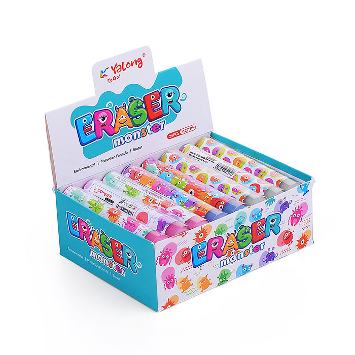 Ластик "Монстрики", синтетический каучук, ПВХ, цилиндрический, цвет ассорти, 105х15 мм