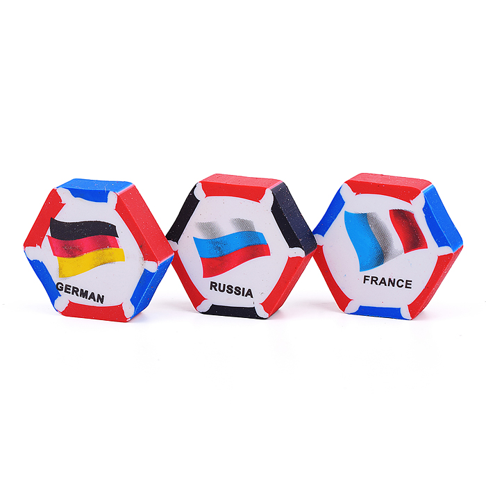 Ластик "Мировой футбол" синтетический каучук, фигурный, цвет ассорти, 40х40х10 мм