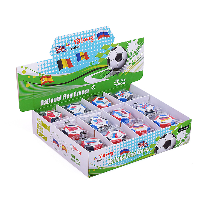 Ластик "Мировой футбол" синтетический каучук, фигурный, цвет ассорти, 40х40х10 мм