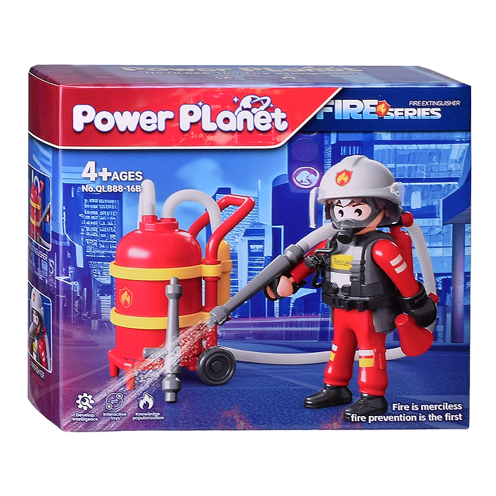 Конструктор QL888-16 "Пожарная тележка" с минифигуркой, в коробке