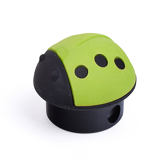 Точилка пластиковая с ластиком "Божья коровка", 1 отверстие, контейнер, ассорти