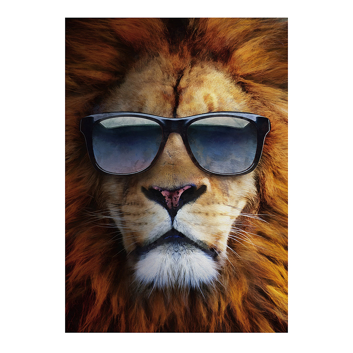 Холст с красками 22х30 по номерам "Крутой лев в очках" (14цв.) 